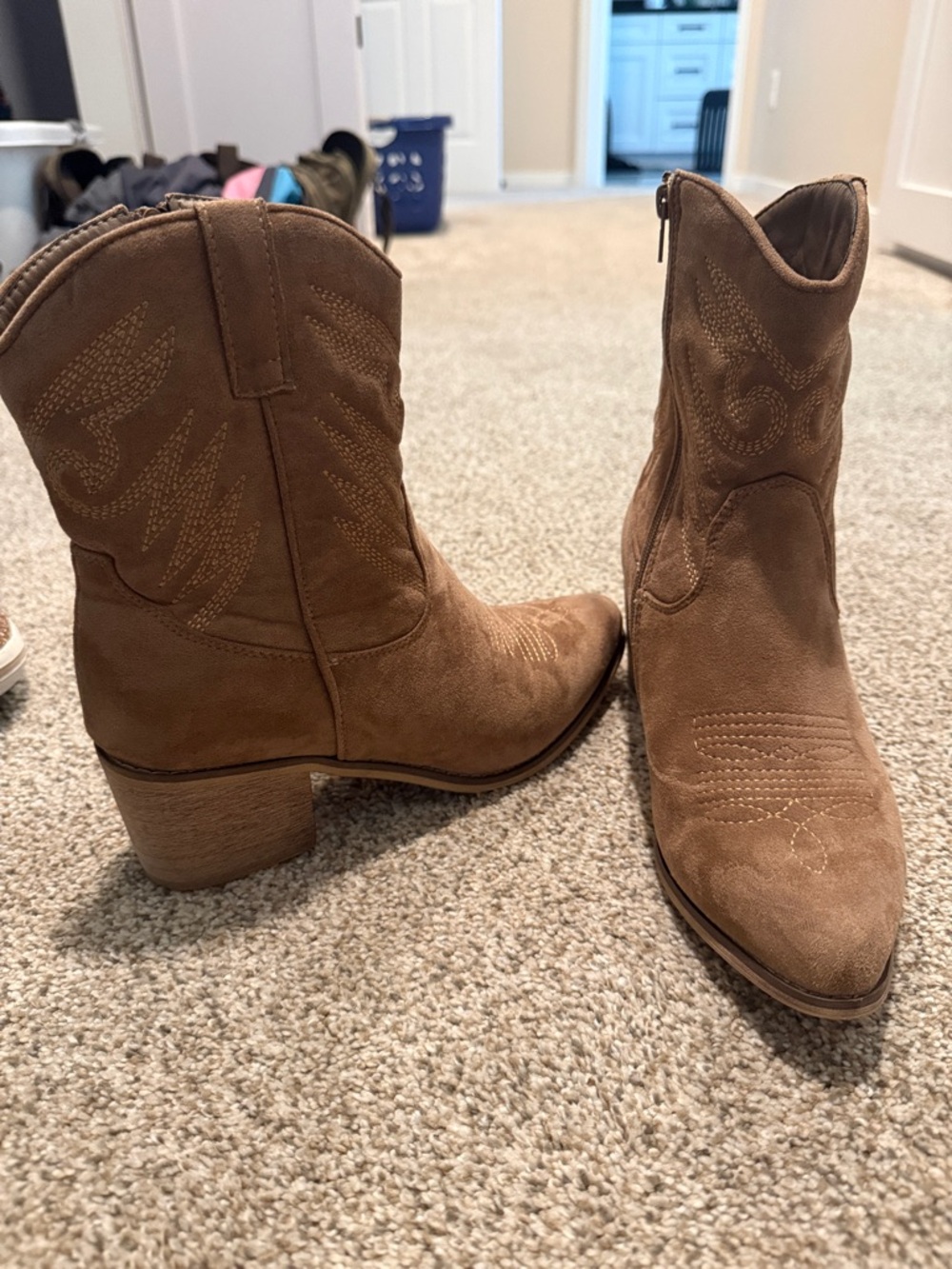 Altar'd State Tan Suede Western Ankle Boots